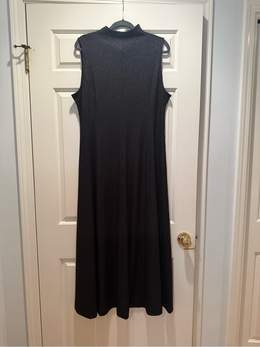 LOFT Black Sleeveless Mock-Neck Maxi with Subtle Ribbing